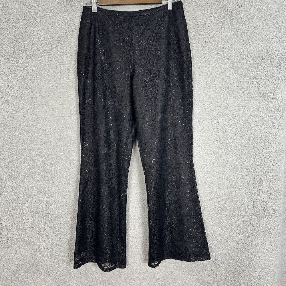 Petite‎ Sophisticate pants womens 8 black floral lace overlay whimsygoth witchy